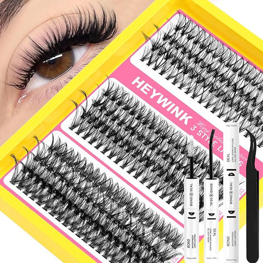 Lash Clusters Kit Eyelash Extension 30D 40D 50D Individual Lashes 12-18mm Mixed Eyelash Clusters Natural Lash Extensions with Lash Bond and Seal DIY Eyelashes Cluster(30D+40D+50D 12-18MM Kit)