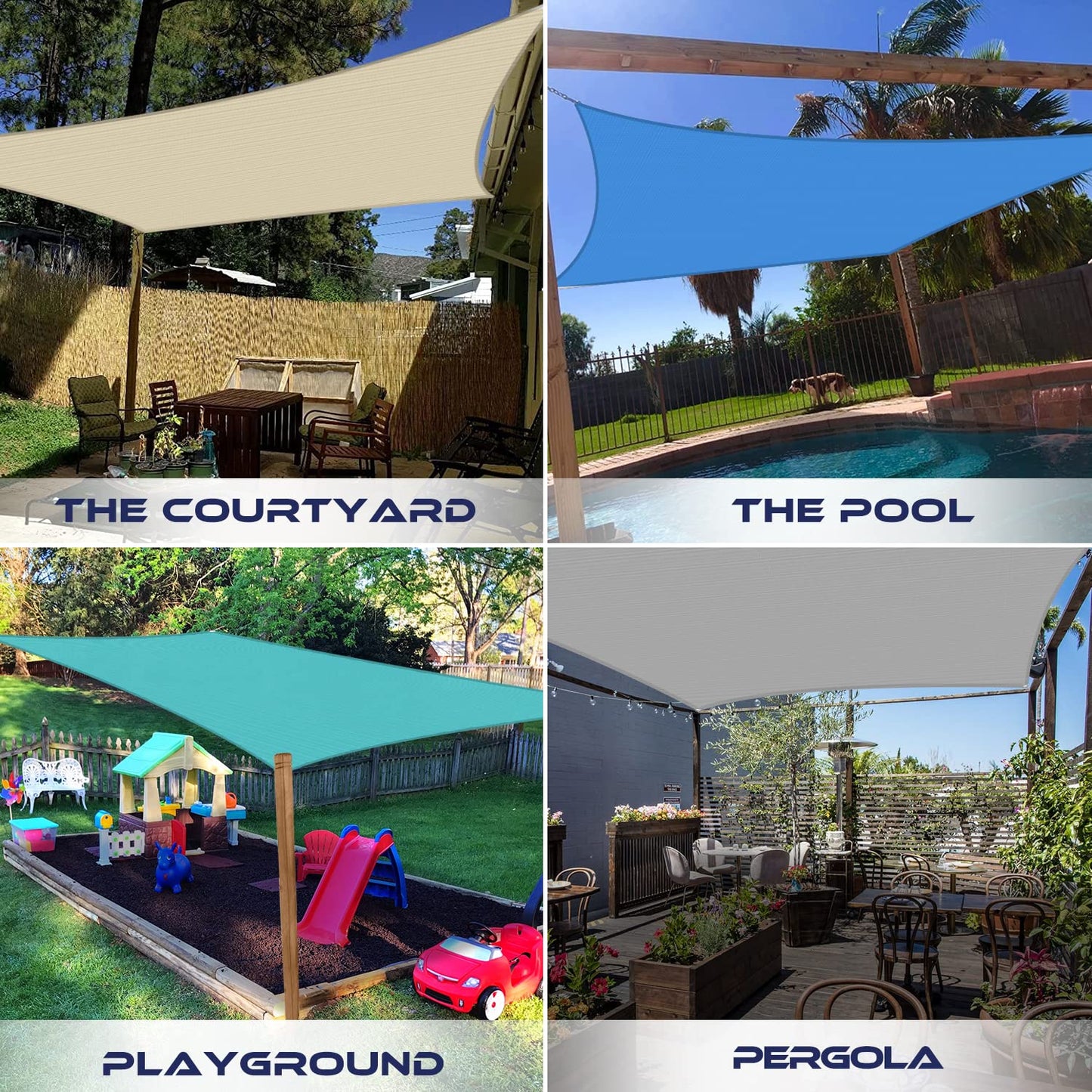 Windscreen4less 8' x 19' Sun Shade Sail Rectangle Outdoor Canopy Cover UV Block for Backyard Porch Pergola Deck Garden Patio (Beige)