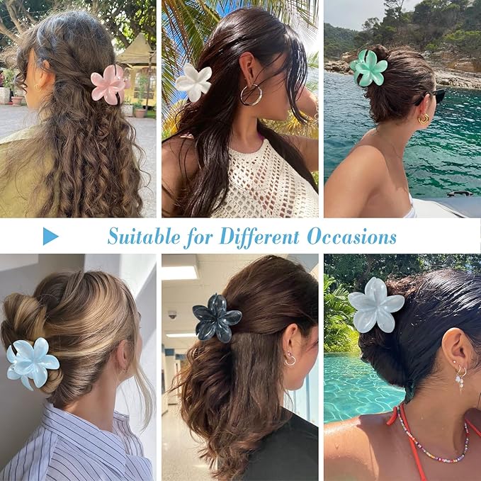6 Pack Flower Hair Clips for Women, Flower Claw Clips for Thick Thin Hair, Cute Hair Barrettes Elegant & Durable, Fashion Hair Accessories Stylish Hair Claw Clips for Women & Girls (Assorted Colors)