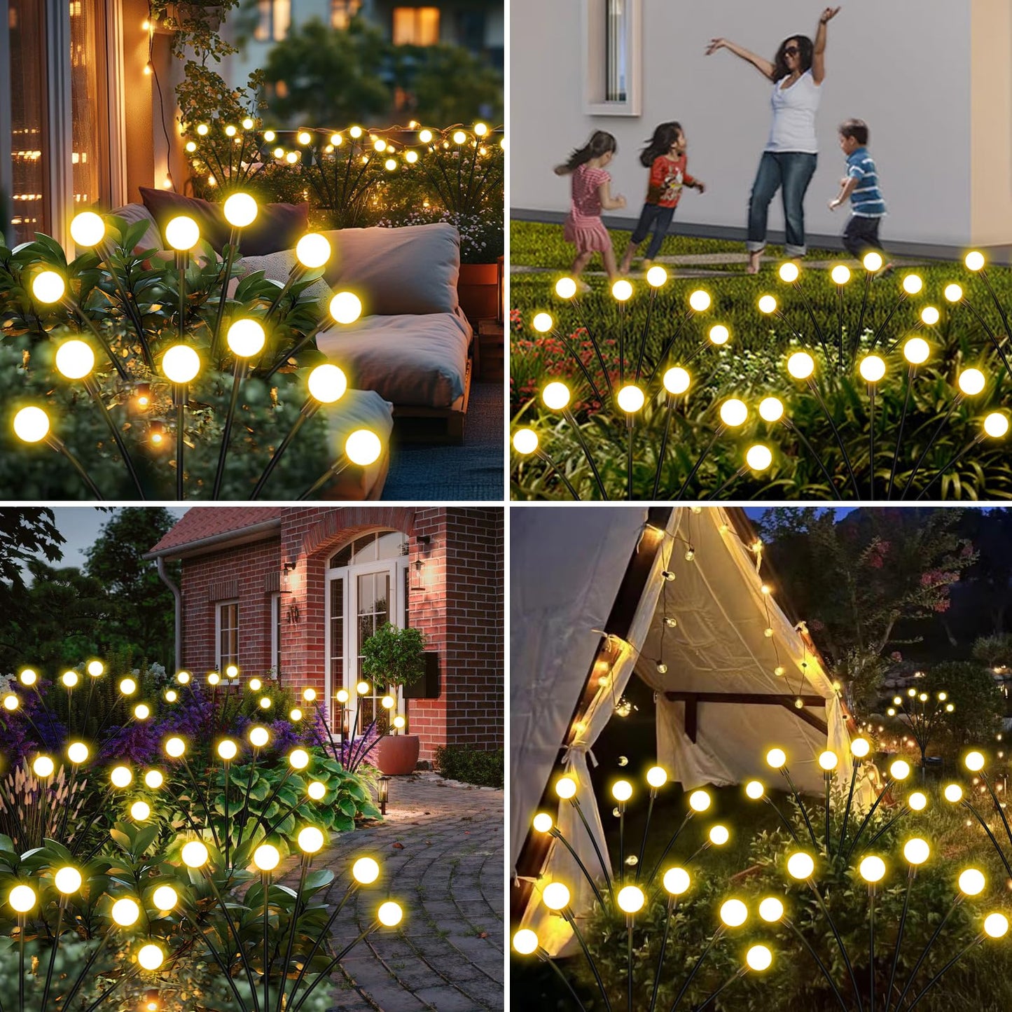 ZFNN Solar Garden Lights Outdoor, 4 Pack Firefly Swaying Lights, Waterproof Garden Decor for Yard Patio Pathway Lawn, Gardening Gifts for Women Christmas Decoration