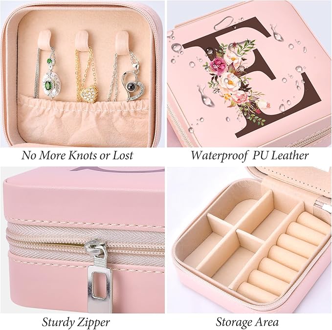 Mothers Day Mom Gifts from Daughter Son, Travel Jewelry Case Box Organizer Personalized Gifts for Mom Wife Women, Gift for Friend Sister Grandma Aunt, pink