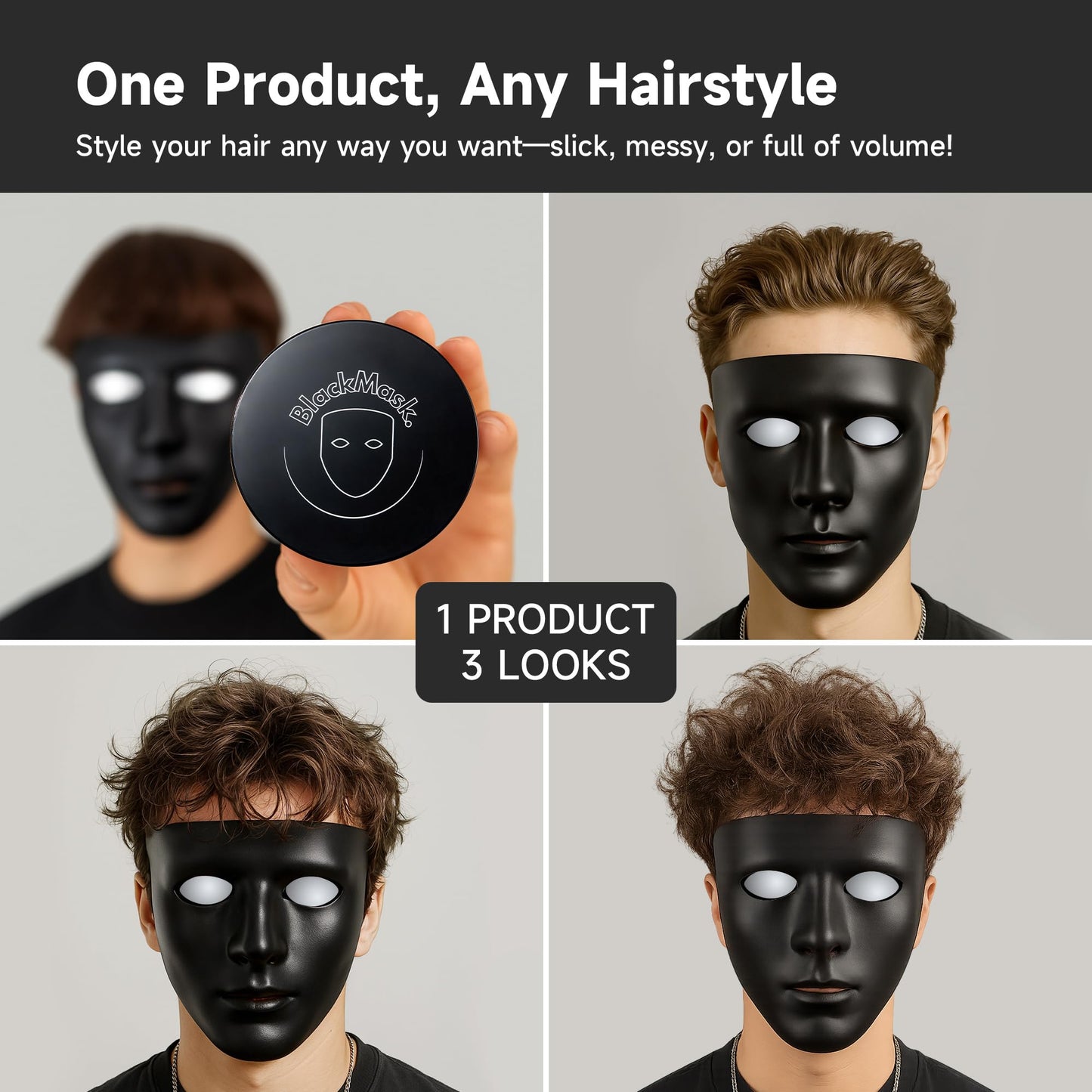 BlackMask Hair Clay for Men (3.52 oz) Matte Finish with Strong Hold, Hair Styling Clay, Adds Texture & Volume