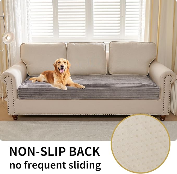 HAOMAIJIA Waterproof Couch Cover for Dogs Washable,Faux Fur Pet Couch Covers for Sofa,Soft Dog Bed Cover Non-Slip Couch Covers for 3 Cushion Couch Sofa Pet Friendly (Grey, 35" x 74")