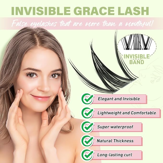 KEYYOU Fairy Lash Clusters Kit Snow Lotus Lash Extension Kit D Curl 120Pcs Eyelash Extension Wispy Natural Invisible Band with Waterproof DIY at Home(Snow Lotus-D-8-18MIX)