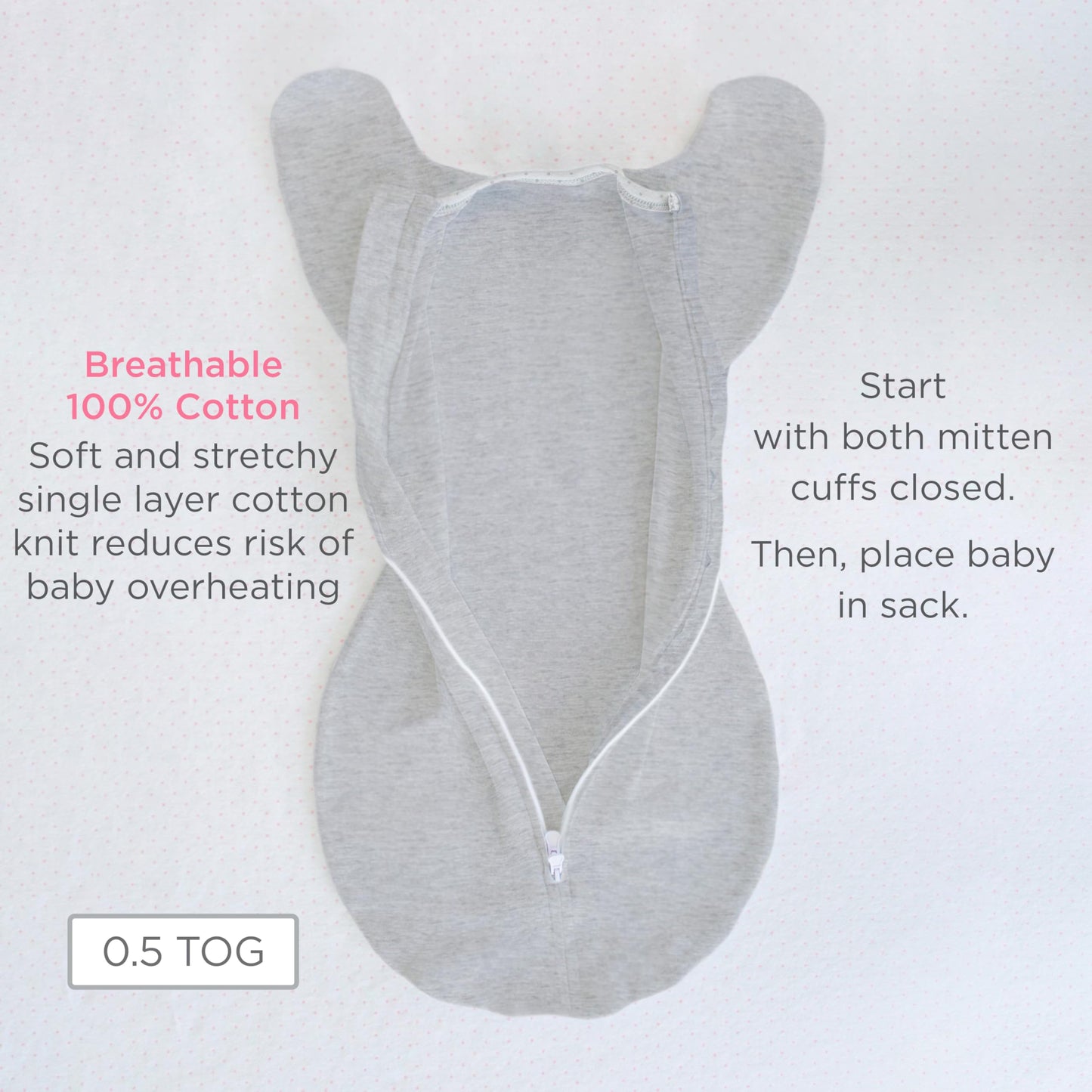 SwaddleDesigns Transitional Swaddle Sack, Arms Up Half-Length Sleeves & Mitten Cuffs, Swaddle for Newborn Transition to Baby Sleep Sack Wearable Blanket, Small, 0-3 Month, 6-14 lb, Heathered Jadeite
