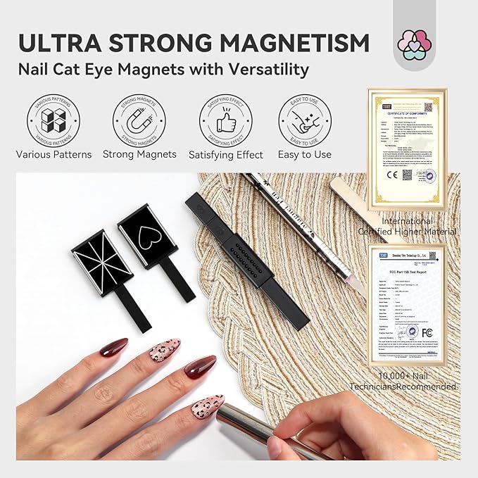 SAVILAND 6 PCS Cat Eye Magnet for Nails: Multi-Functional Double-Head Magnetic Wands Sticks - Heart, Elongated, Cylindrical, Thickened Nail Art Tool for Gel Polish