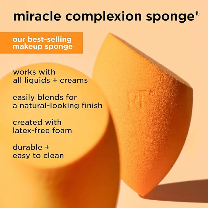 Real Techniques Miracle Complexion Beauty Sponge Makeup Blender with Case