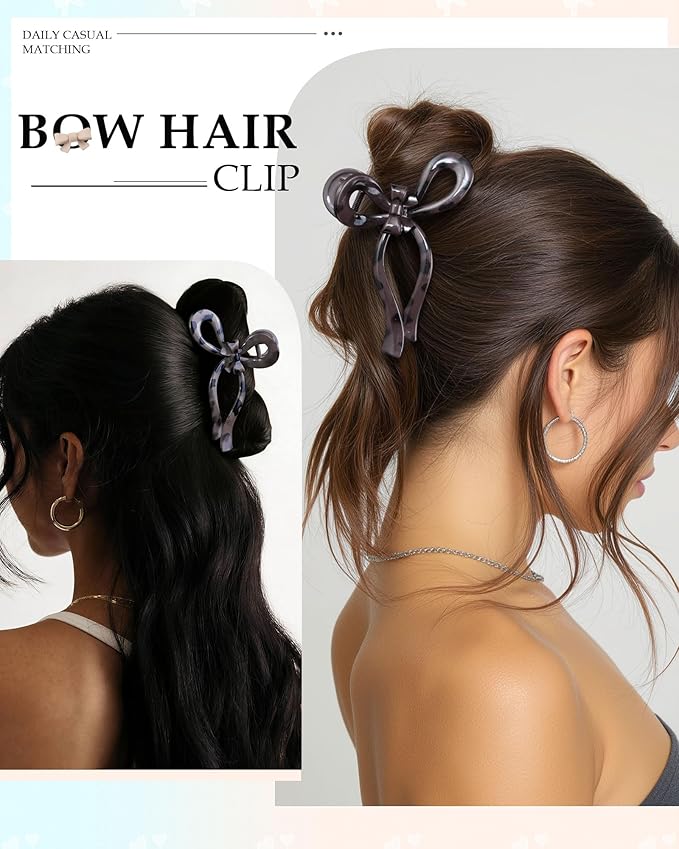 4 PCS Bow Hair Clips for Women Bow Claw Clip 5" Extra Large Hair Claw Clips for Thick and Long Hair Cute Bows Big Clip