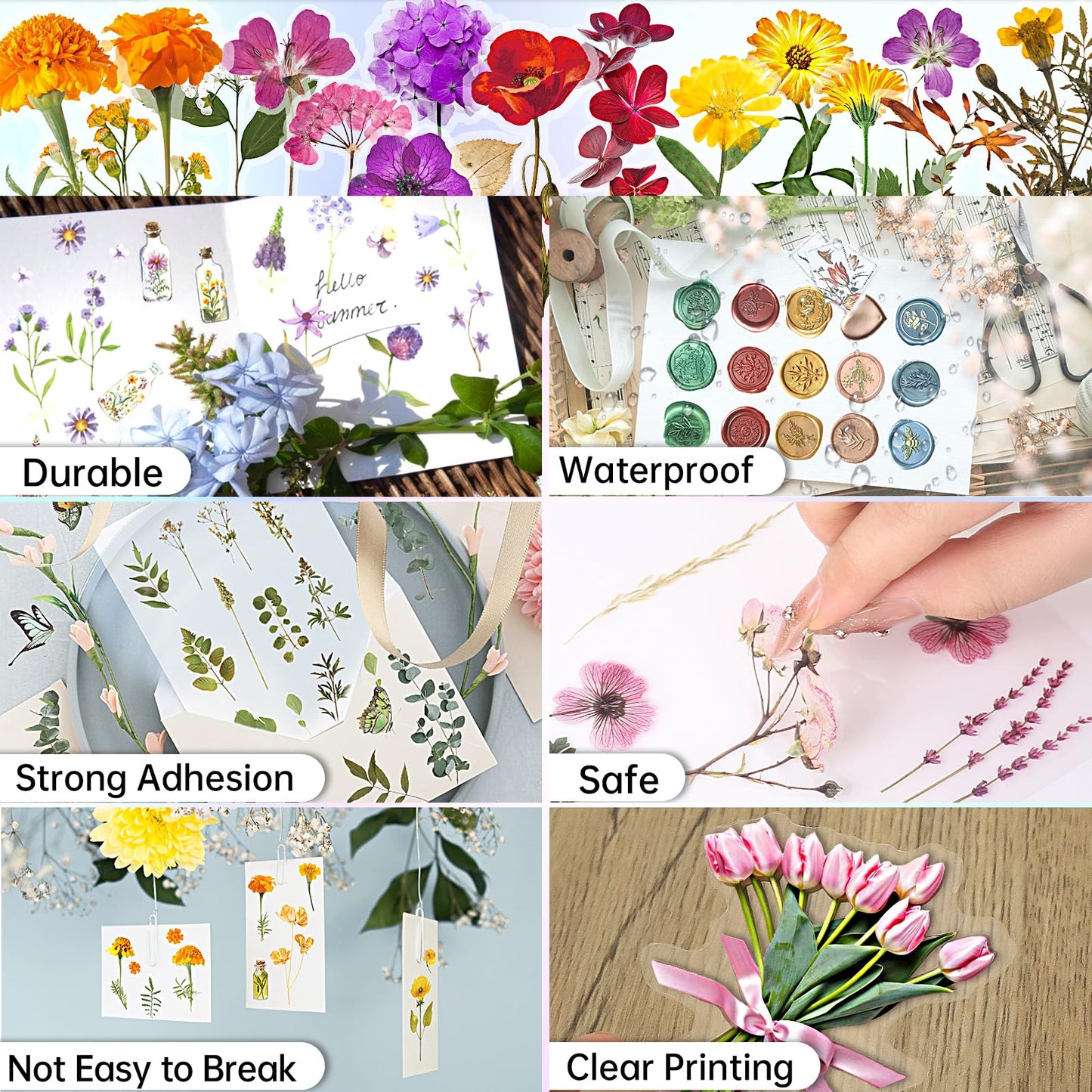 Arme Flower Stickers for Scrapbooking(1466+ Pieces, 110 Sheets), Floral Sticker, Pressed Flower Sticker, Valentine's Day Journaling Stickers for Scrapbooking Supplies, Junk Journal Supplies