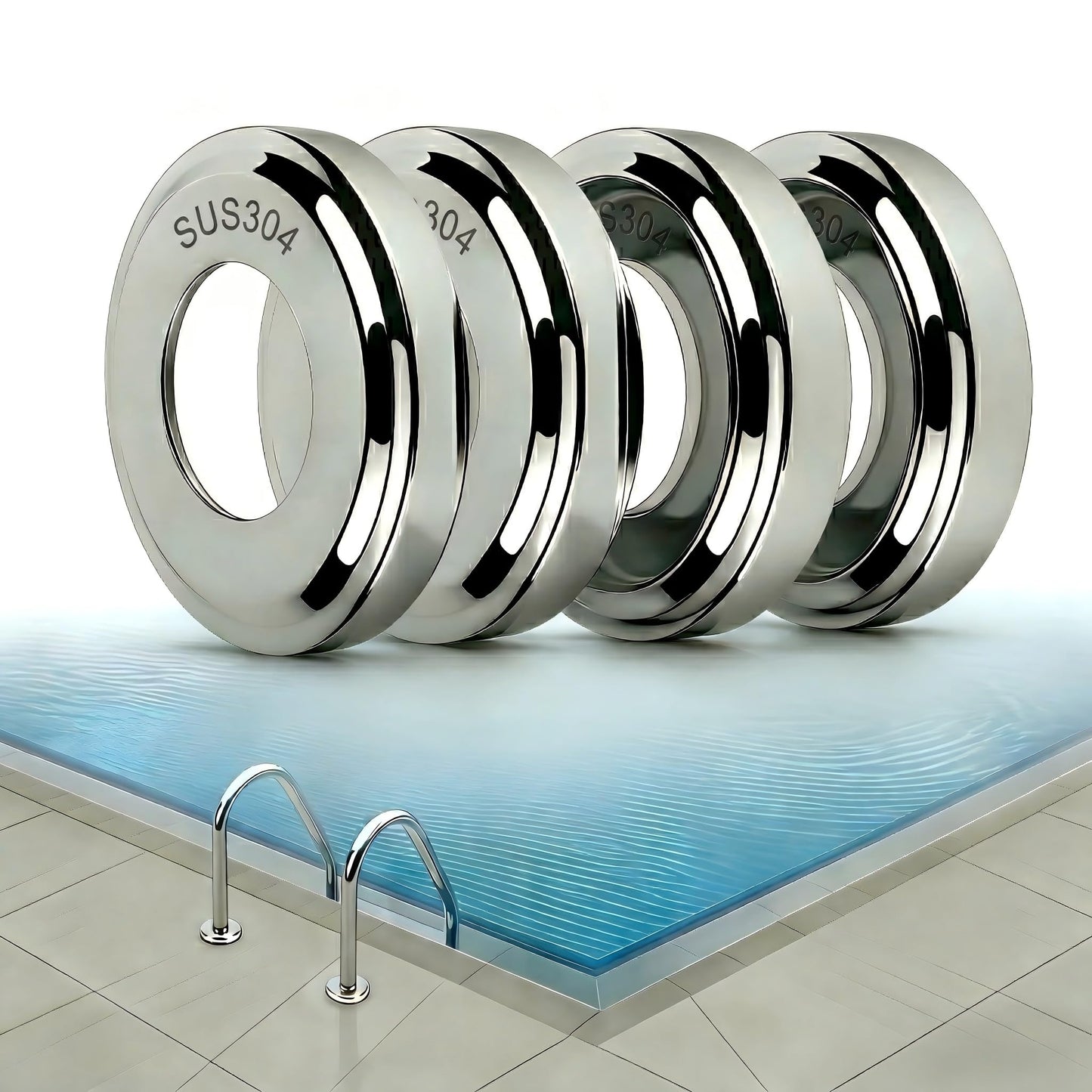 Stainless Steel Pool Handrail Covers, Fits 1.9" Tubing, Rust-Proof Escutcheon Plates & Safety Trim Rings for Deck Anchors, 304 Stainless Steel, Mirror-Polished Finish (4)