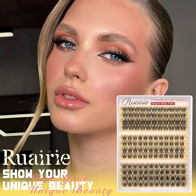 Natural Lash Clusters Wispy Eyelash Clusters 3 Styles 10-16MM Cluster Eyelash Extensions CD Curly Individual Lashes 140pcs DIY Lash Extensions with Soft Thin Band