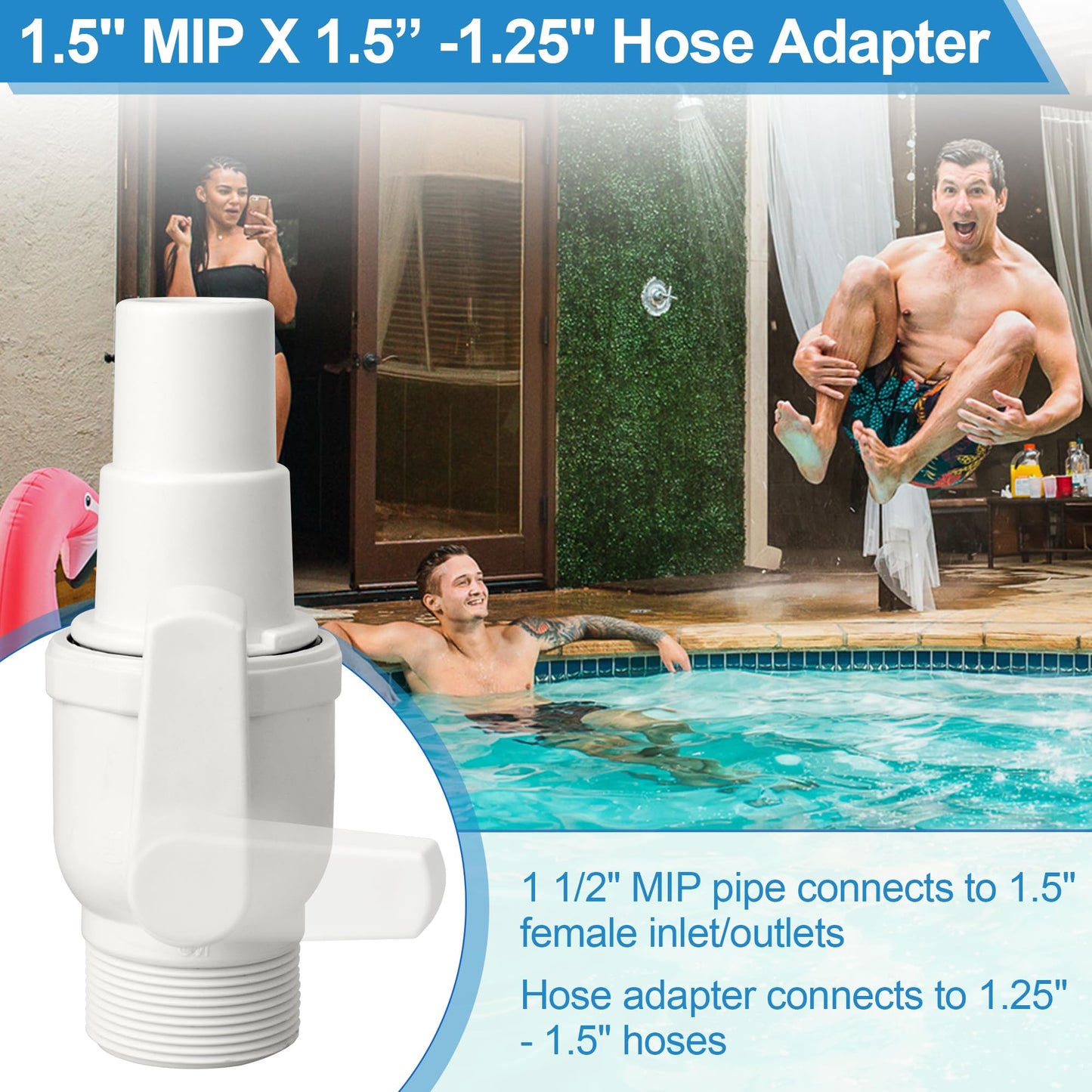 Upgrade SP0729 Ball Valve for Hayward Pool Filter Valve, Econoline 2-Way Pool Shut Off Valve 1.5" MIP x 1.5” - 1.25”, Above Ground Pool Filter Parts