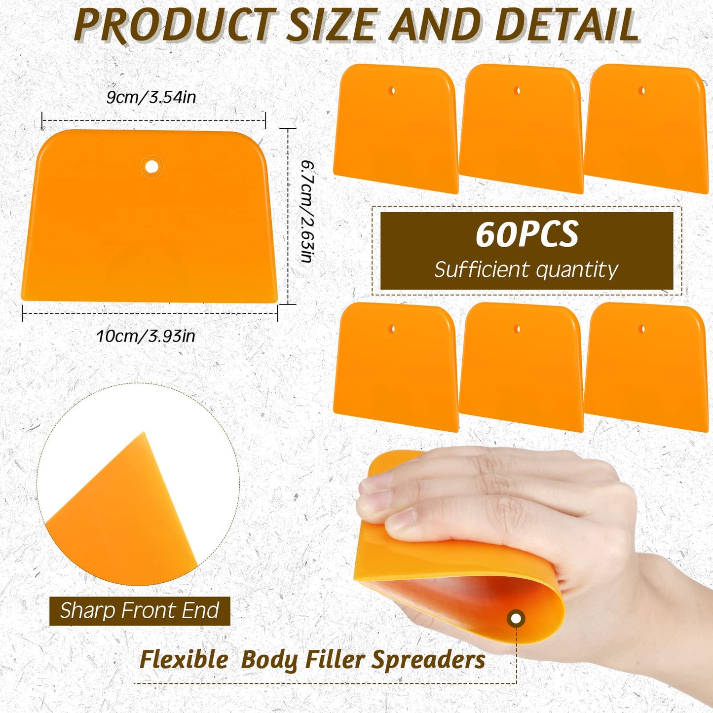 Frienda 60 Pcs Body Filler Spreaders Plastic Tools for Automotive Applying Putties Glazes Caulks and Paint (3.5 x 2.6 x 3.9 in)