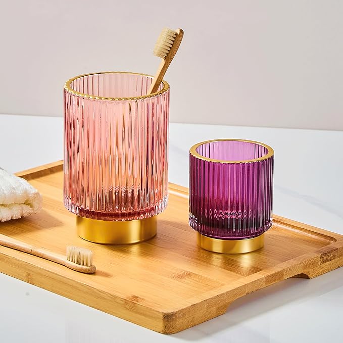 Makeup Brush Holder Organizer,Toothbrush Holders,Desk Pen Pencil Holder,Multifunctional Vintage Glass Brush Cup(A3-22-US)