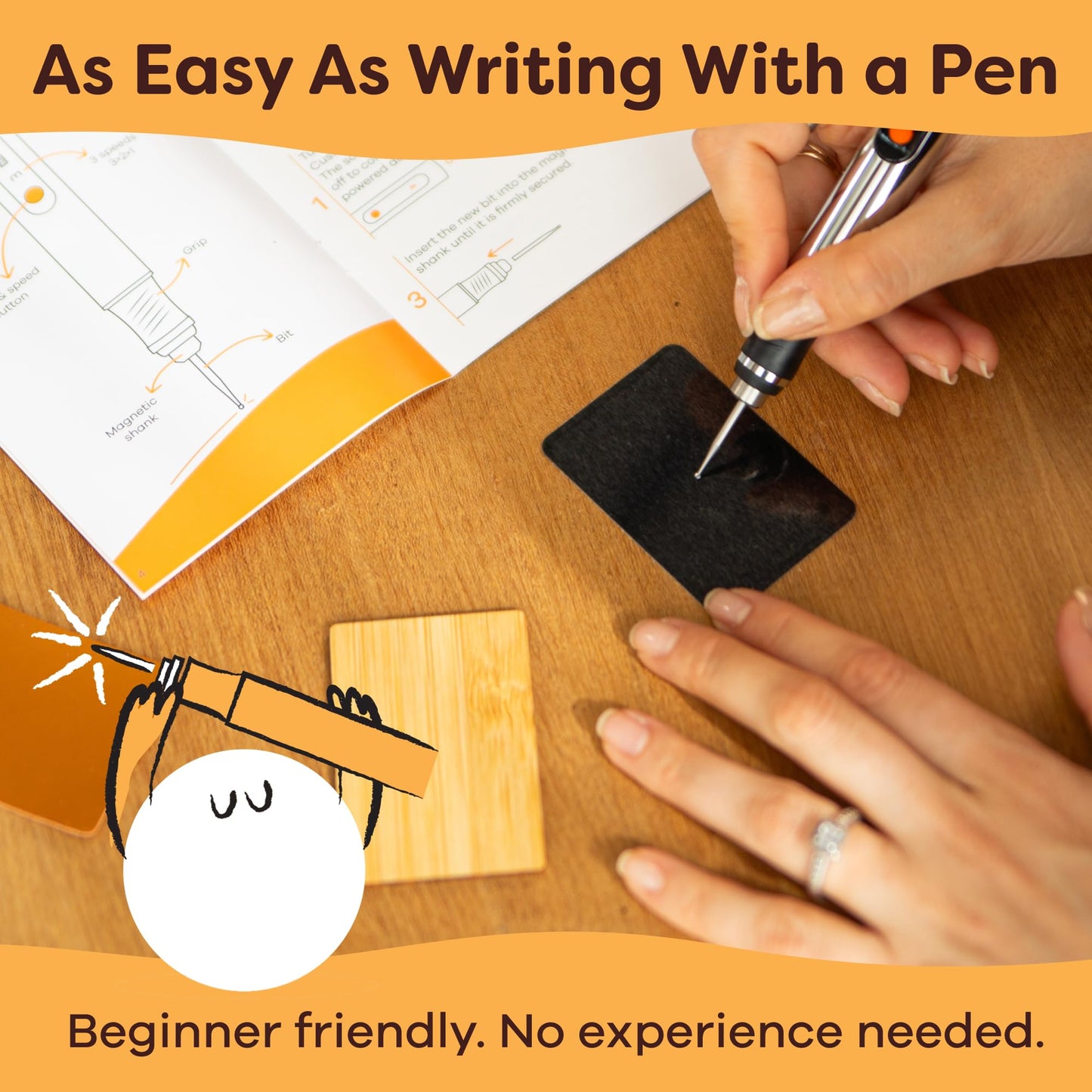 Resparked Customizer Engraving Pen (Formerly Culiau): Ultimate Cordless Portable Tool for Artists & DIYers - Engrave 50+ Surfaces - Beginner Friendly - Rechargeable - Free 30 Bits & Mastery Guide