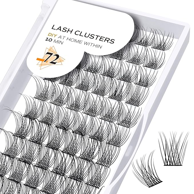 Lash Clusters B01 DIY Eyelash Extensions 72 Clusters Lashes C D Curl B&Qaugen Mega Volume Individual Lashes Eyelash Clusters Extensions Wispy Lashes Cluster DIY at Home (B01-D-8-16MIX)