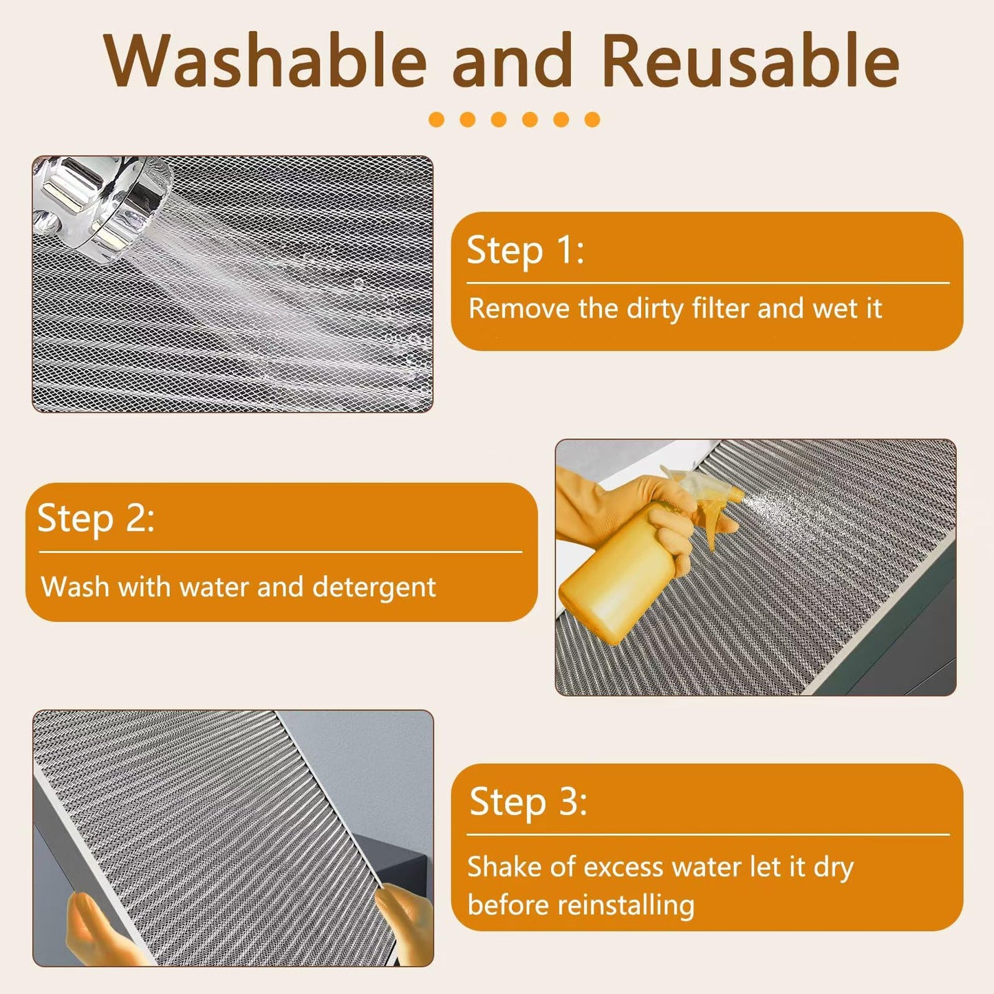 20x25x1 Air Filter, Reusable Air Filter - MERV 8, Washable Aluminum Permanent Electrostatic Filter - Long Service Life - For - Home and Office HVAC, Fireplace Systems (20x25x1)
