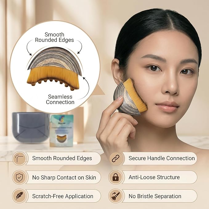 Brenza Lymphatic Contour Face Brush Ã¢ÂÂ Facial Sculpting Tool for Lymphatic Drainage & Depuffing, Face Massager for Jawline Definition, Facial Dry Brush Skincare Tool