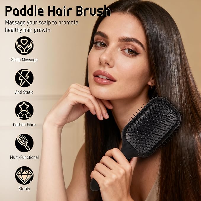 Belongtous Dandruff Lice Flea Hair Brush Comb Set, 3 In 1 Professional Nit Comb Kit, Massage Paddle Brush Scalp Massager for Hair Growth, Shower Detox Head Massage Tool Women Men Kids