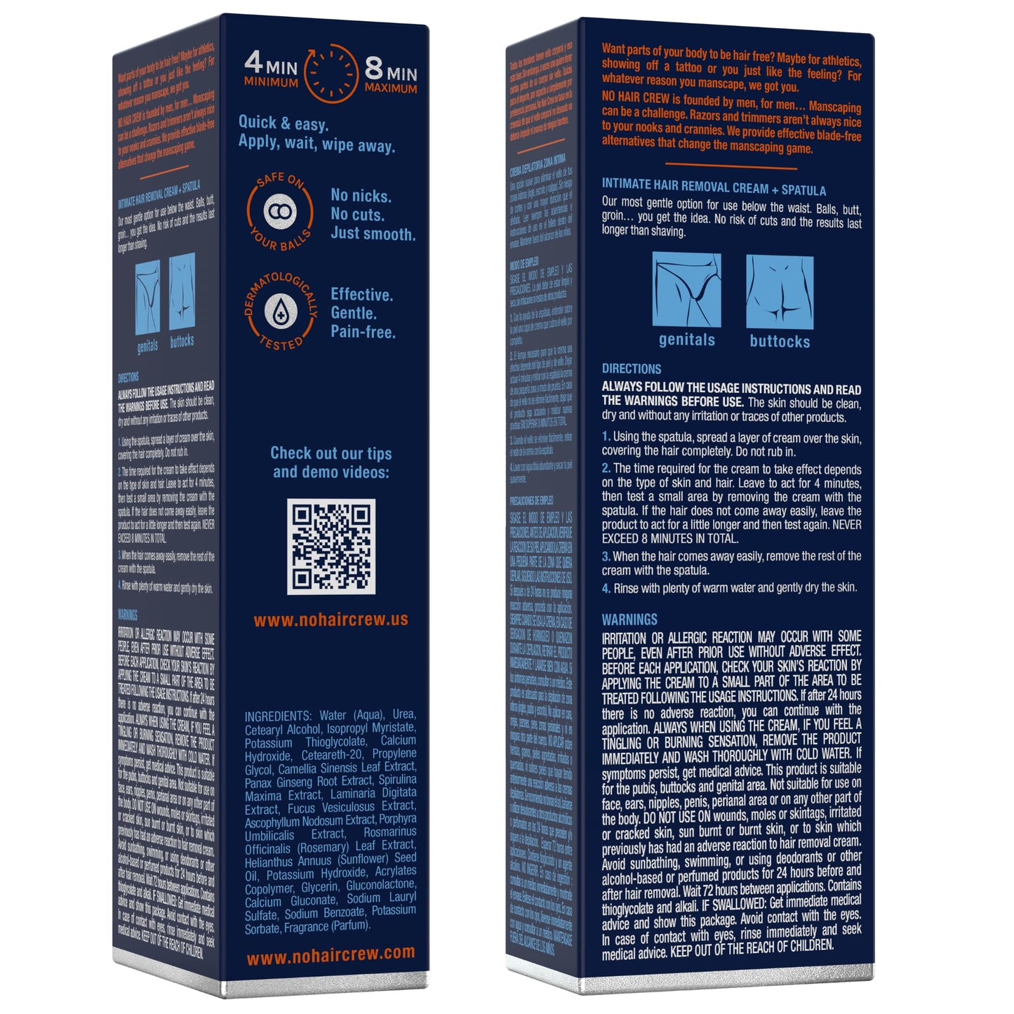No Hair Crew | Intimate & Body Male Hair Removal Cream Bundle | Painless, Flawless, Soothing Depilatory for Manscaping Unwanted Coarse Male Hair