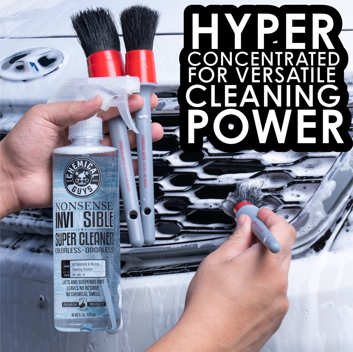 Chemical Guys Nonsense Colorless & Odorless All Surface Cleaner - Interior Cleaner, Safe for Vinyl, Rubber, Plastic, Carpet, and Upholstery, pH Balanced, Residue-Free, Unscented, 16 Fl Oz, Pack of 2