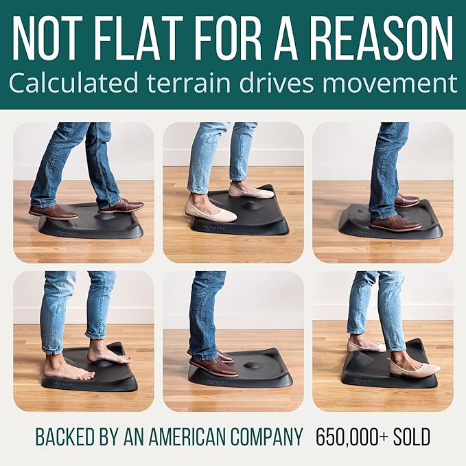 Standing Desk Mat - Topo Mini by Ergodriven | The Smaller Not-Flat Anti-Fatigue Standing Desk Mat with Calculated Terrain | Ultra-Thick Premium Comfort Foam, Durable, No PFAs or PVC | Obsidian Black