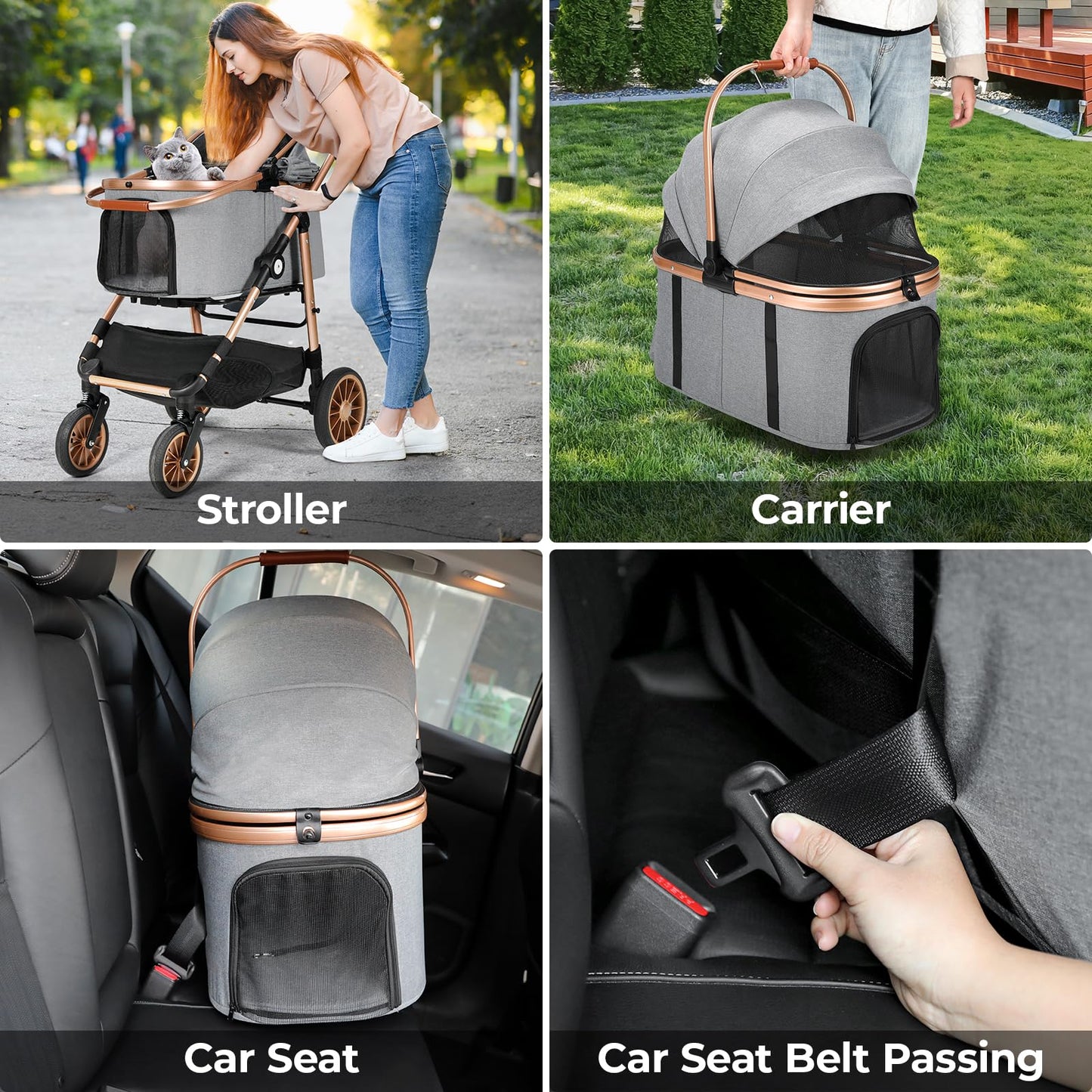 MAMIZO Pet Stroller for Medium Dogs Cats Up to 44 lbs, All-Terrain 3-in-1 Dog Stroller with Detachable Carrier, Rubber Wheels, One-Click Folding, Storage Basket & Cup Holder, for Senior Dogs & Cats