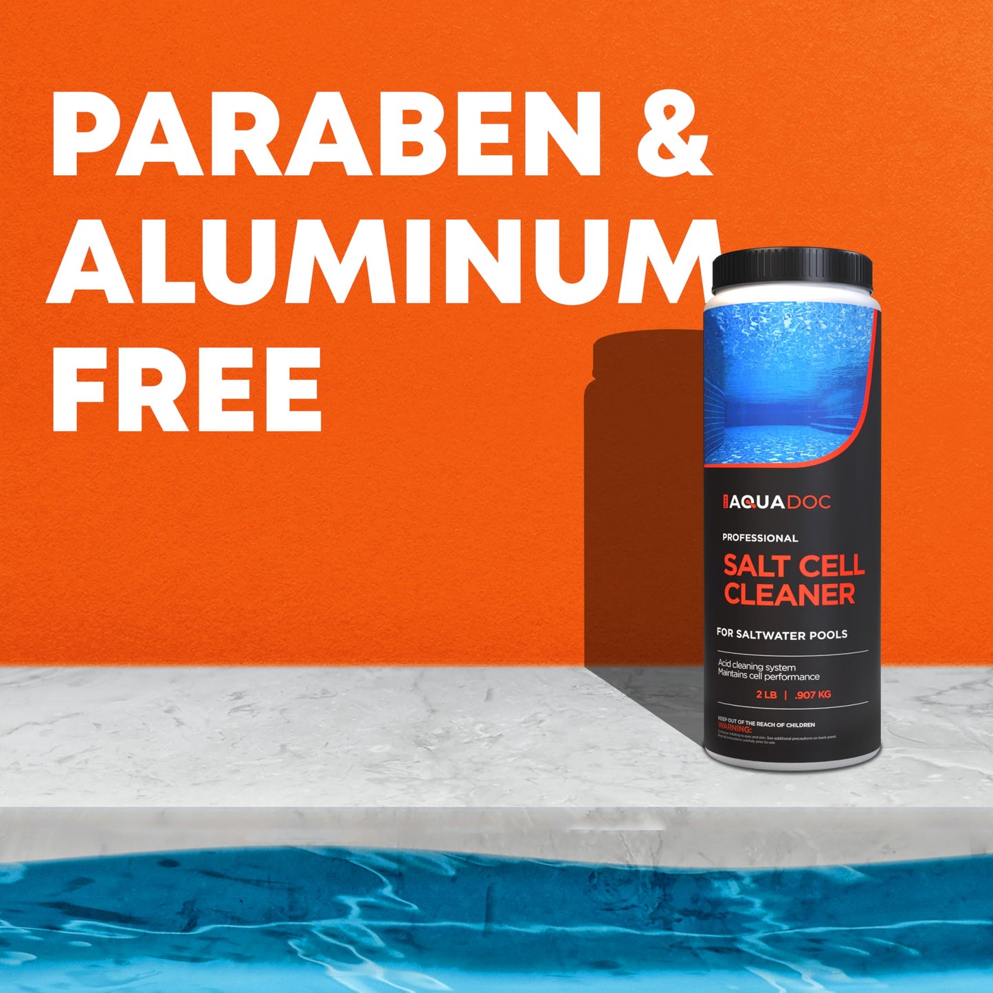 Salt Cell Cleaner for Saltwater Pools - Pool Salt Cell Cleaner Solution to Help Reduce Buildup and Support Generator Function - AquaDoc Pool Care Made in USA - 2lb