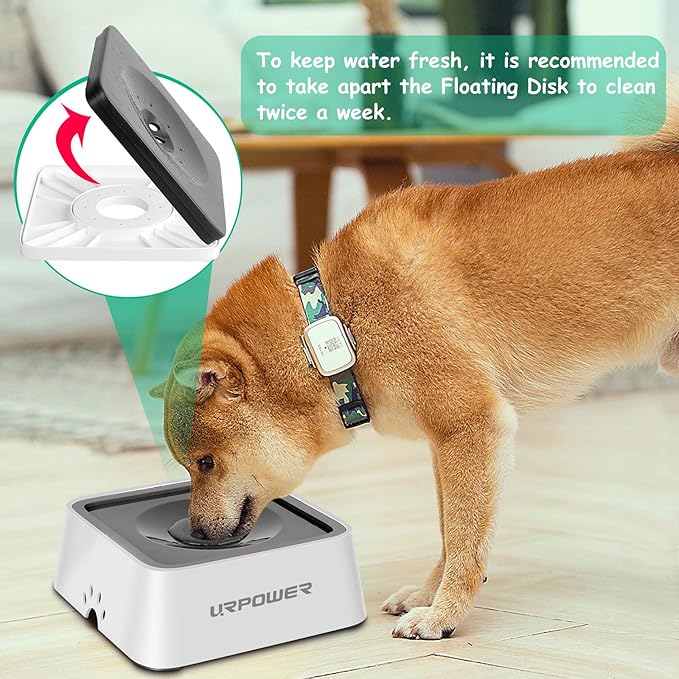 URPOWER 2.5L Dog Water Bowl 85oz Large Capacity Dog Bowls No Spill Pet Water Dispenser for Messy Drinkers Splash Proof Slow Feeder Vehicle Carried Travel Bowl for Dogs, Cats &Pets