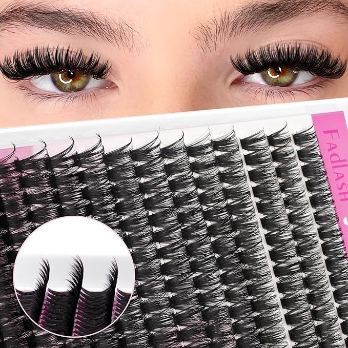 FADLASH Lash Clusters Fluffy 80D Eyelash Clusters 12-18mm Volume Lashes Cluster D Curly Cluster Eyelash Extensions (80D, 12-18mm)