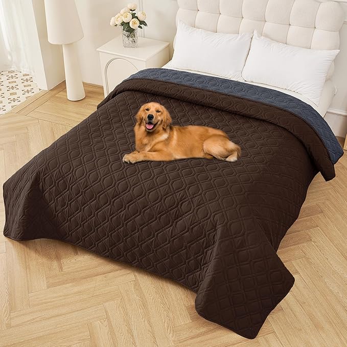 Smiry Reversible Waterproof Couch Covers for Sofa, Washable Dogs Couch Covers for 3 Cushion Sofa Pet Friendly, Water Resistant Furniture Protector Slipcover, Geometric (82"x102", Chocolate/Dark Grey)