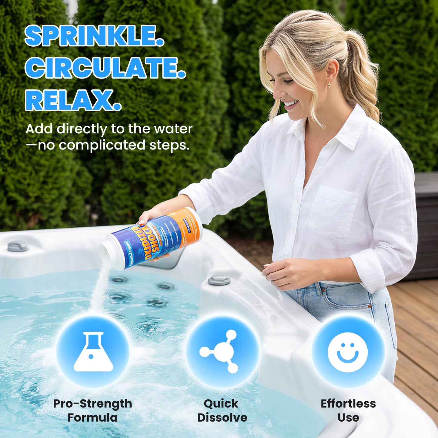 AquaJoyer Non-Chlorine Spa Shock for Hot Tub – Chlorine-Free Treatment, Helps Support Bromine, Saltwater Safe, Quick Dissolving Oxidizer Oxidizing, 35oz Each (2 Pack)