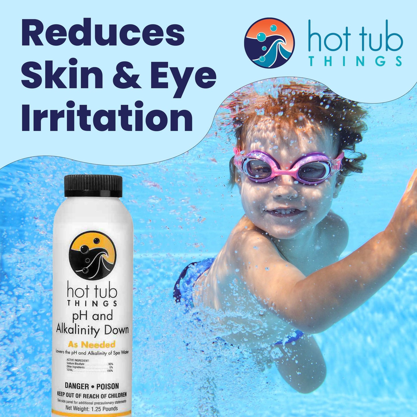 Hot Tub Things pH & Alkalinity Down - Alkalinity Decreaser for Hot Tubs & Spas - pH Down for Pools, Maintains Clear Water, Gentle on Equipment, Easy Water Balance Solution for Spas & Pools - 1.25 lb