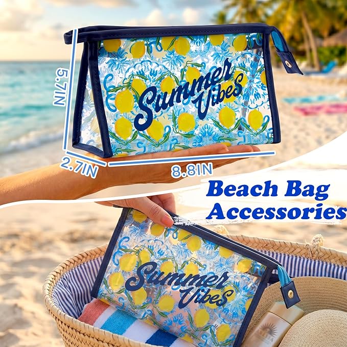 COSHAYSOO Sunscreen Bag Clear Makeup Toiletry Pouch Beach Vacation Essentials for Women Teen Girls Trip Gifts Summer Pool Travel Must Have Accessories Waterproof Stuff