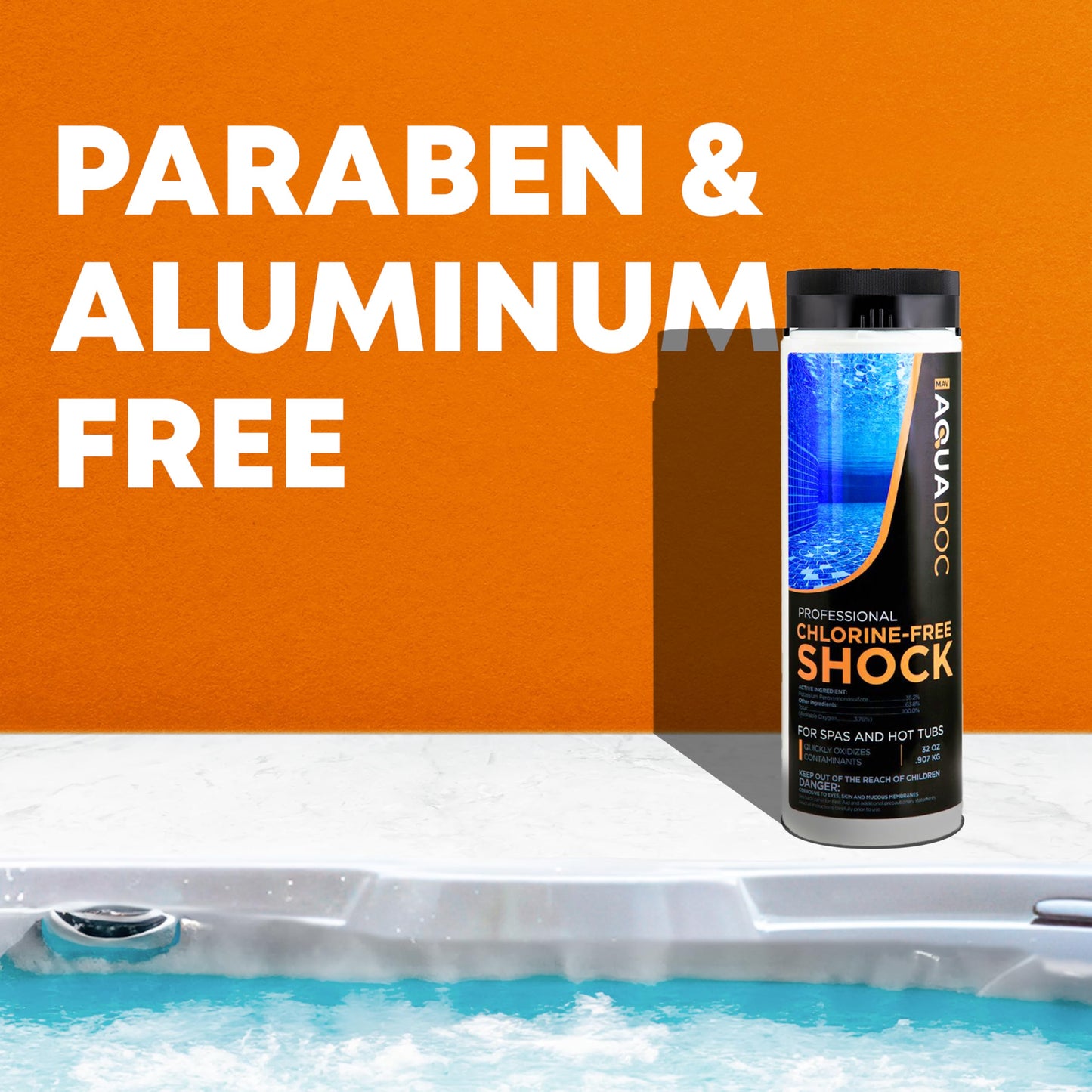 AquaDoc Non Chlorine Hot Tub Shock - 32oz - Enhanced Spa Shock to Assist Bromine and Chlorine - Spa Oxidizer Made in USA
