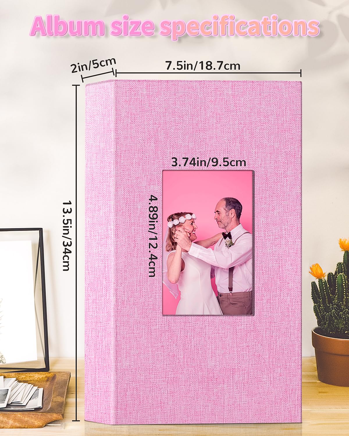 Artfeel Photo Album 4x6 with 300 Pockets,Slip-in Picture Albums,Linen Cover Memory Book with Front Window,White Page Vertical Photo Book for Wedding,Family,Anniversare,Baby,Vacation