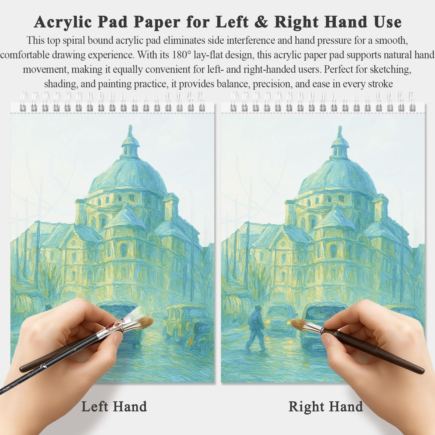 Fuxi Acrylic Sketchbook 8.5x11, 20 Sheets(40page) Paint Paper for Acrylic Painting, 246 lb/ 400gsm Paper for Paint Pens.