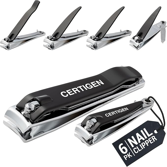 Nail Clippers Set 6 -Pack - Includes Toenail Clippers, Fingernail Clipper, and Finger Nail Clippers for Men and Women Adult, Toe Nail and Fingernail Clipper Kit