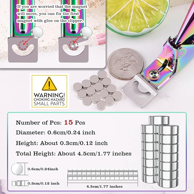 Chameleon Premium Adjustable Nail Clippers with Magnets Sizers for Acrylic Nails, Stainless Steel Nail Cutter Trimmer for Artificial Fake False Tips Manicure Sharp Blade Clip Tool for Salon Beauty