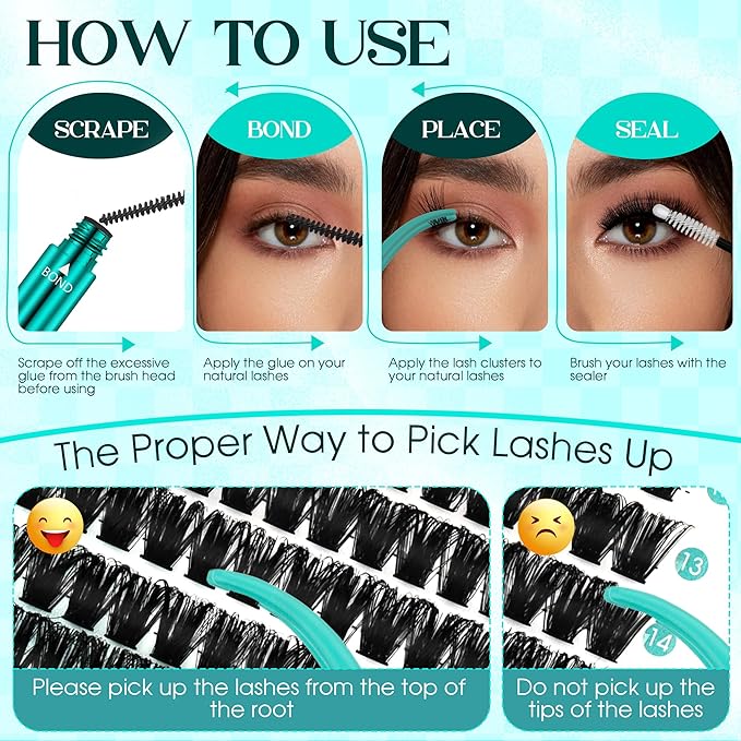 Eyelash Clusters Fluffy Lash Clusters Thick 280pcs 200D Cluster Eyelash Extensions DIY At Home Individual Lashes Cluster Lashes by GEMERRY（200P-10-18mm)