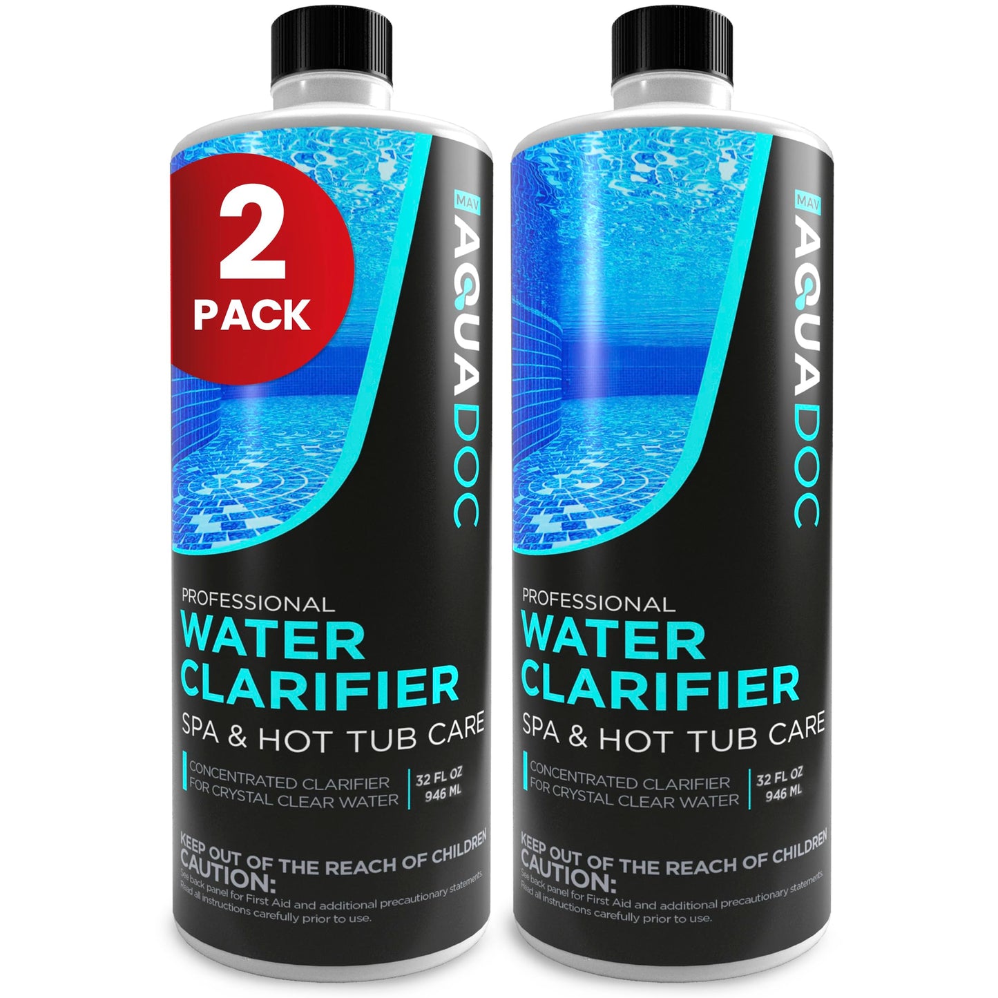MAV AquaDoc Spa Clarifier & Hot Tub Clarifier for Fast Acting Cloudy Water Treatment - The Spa Clarifier Hot Tub Owners Love - 32 oz (2-Pack)
