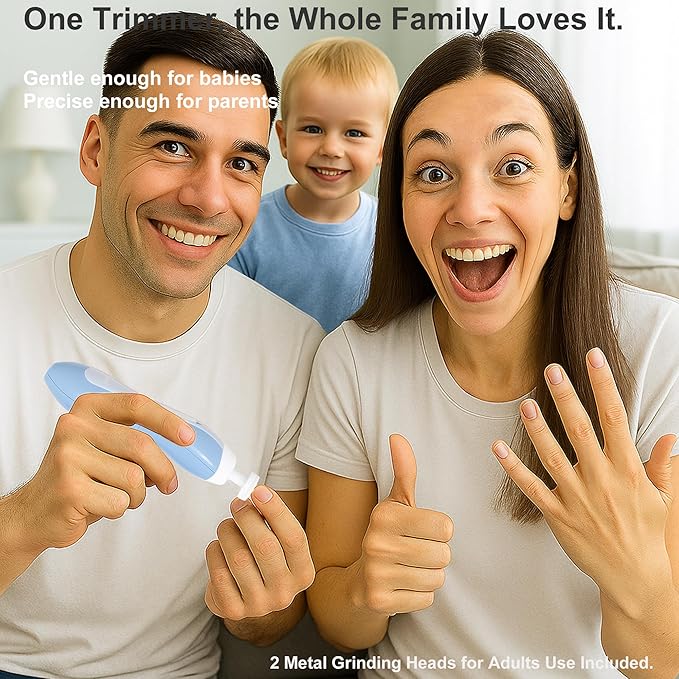 Fansidi Upgraded Baby Nail File | Easy & Safe Baby Nail Trimmer, Precise 4-Stage Electric Nail Clipper for Newborn to Toddler Boy, with Soft LED Light & 18 Grinding Heads, Perfect Baby Shower Gift