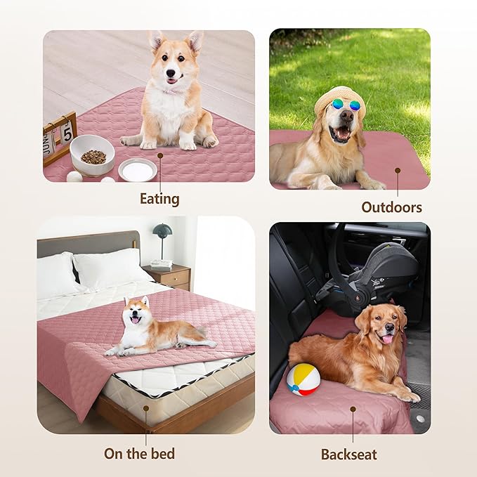 gogobunny 3X Stronger Waterproof Pet Blanket, Scratch Proof Furniture Protector for Dogs Cats, Reversible Cover 30x90 Inch, Dark Pink/Light Pink