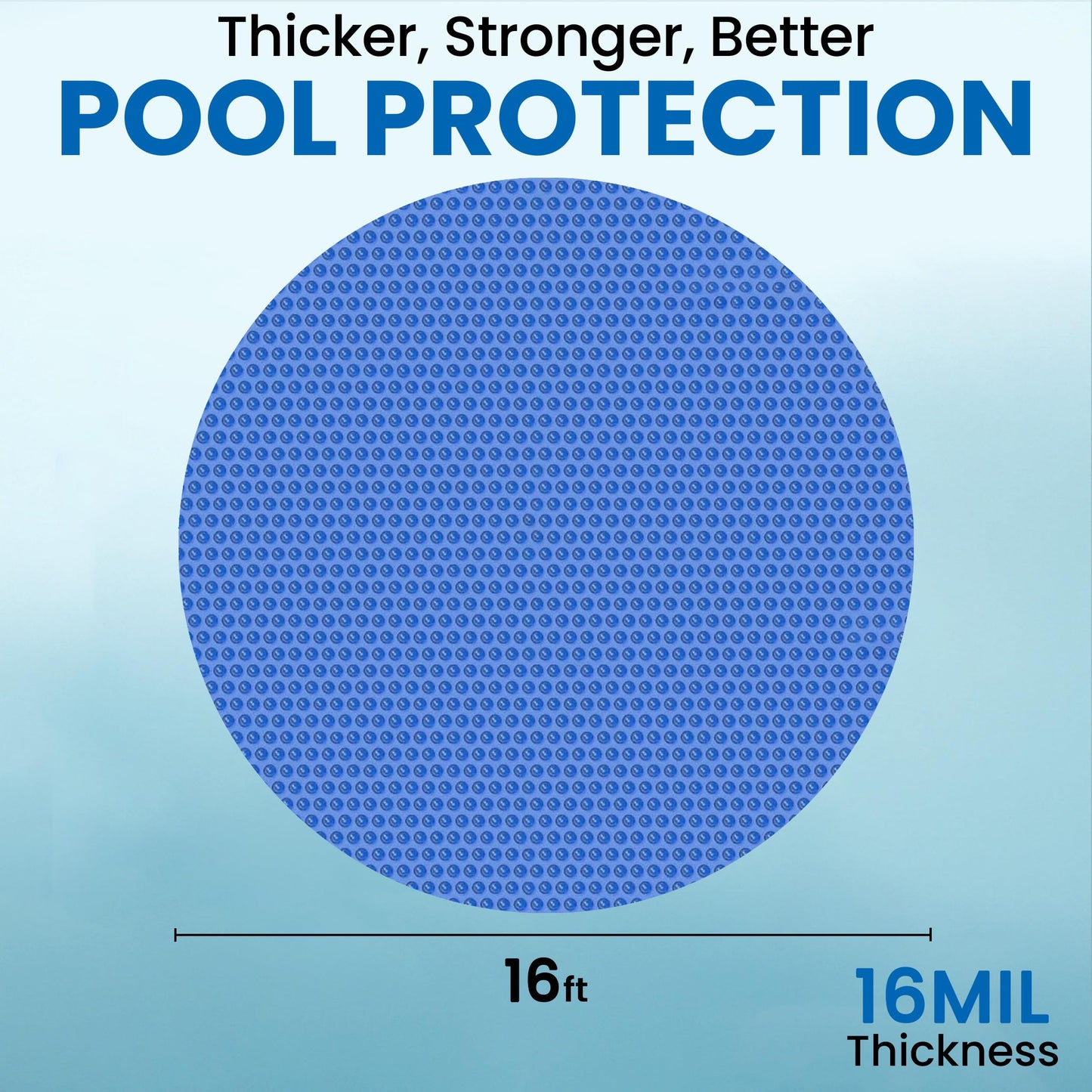 Sun2Solar Solar Pool Cover 16 Mil | 16 Ft Blue Solar Blanket | Round Swimming Pool Cover | Water Conservation & Debris Protection