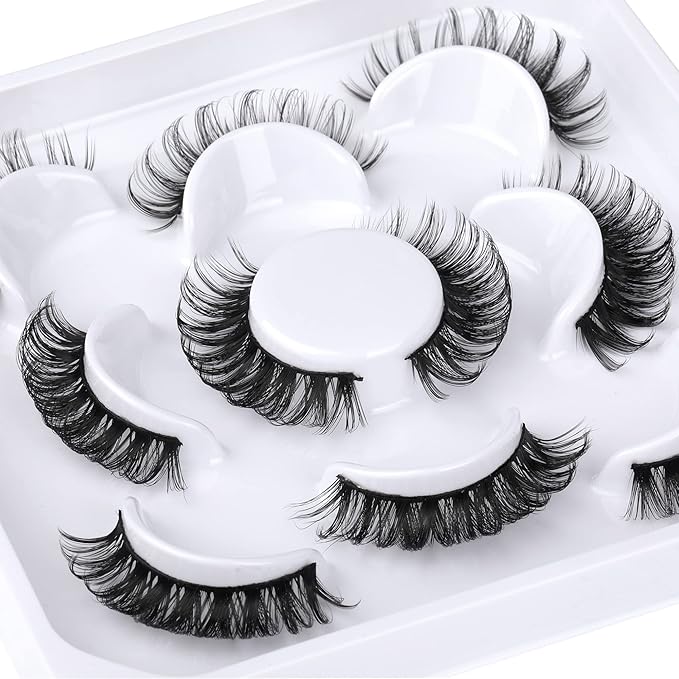 False Lashes Russian Strip Lashes DD Curly False Eyelashes Natural Look Fluffy Fake Eyelashes Pack