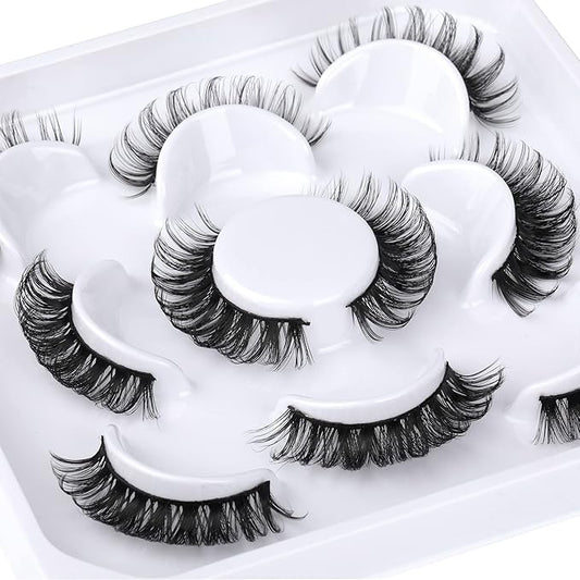 False Lashes Russian Strip Lashes DD Curly False Eyelashes Natural Look Fluffy Fake Eyelashes Pack