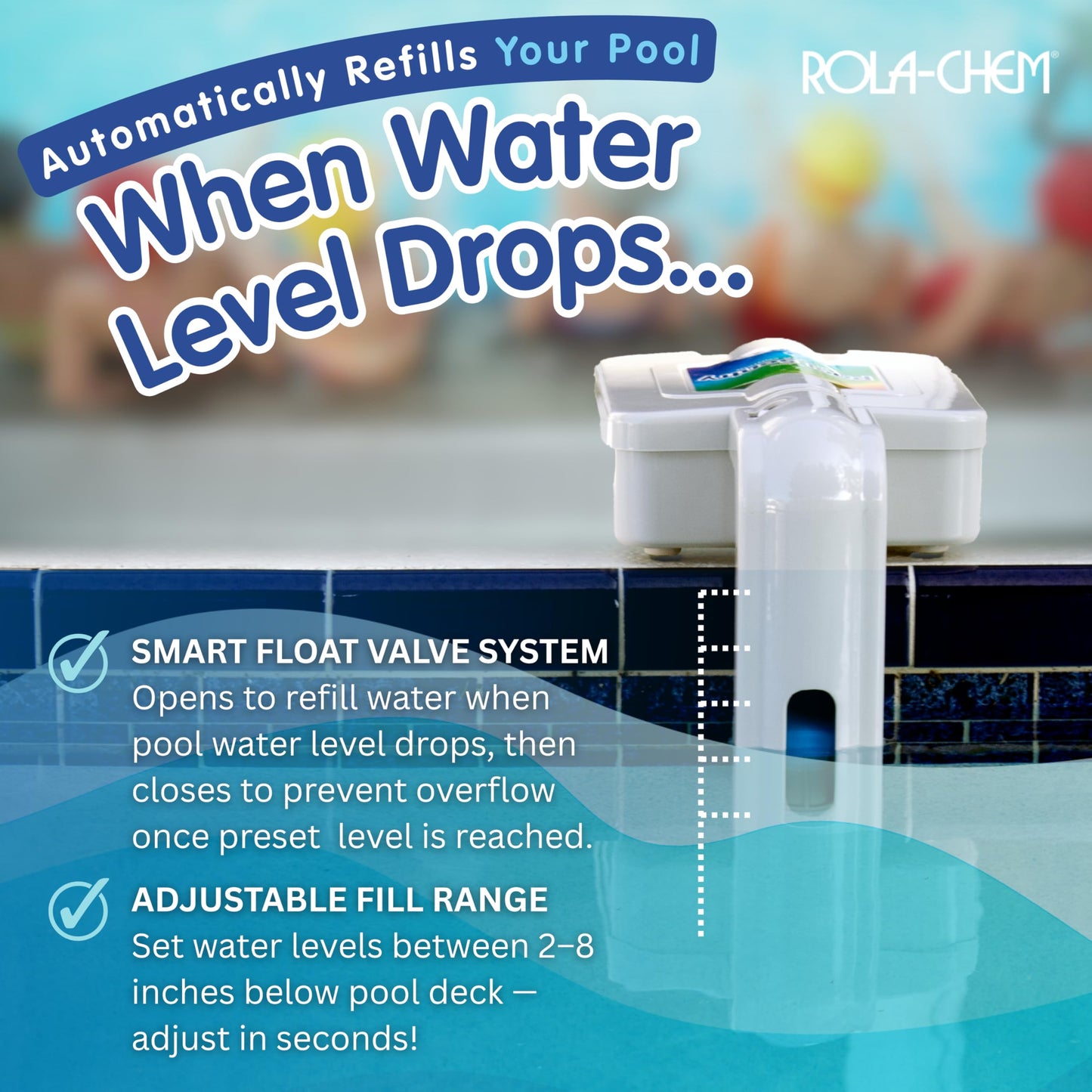 New Rola‑Chem Pool Sentry M‑3000 Automatic Pool Filler – Automatic Water Leveler for Inground & Above‑Ground Pools, Ponds & Spas – Auto Pool Filler with Adjustable Float Valve