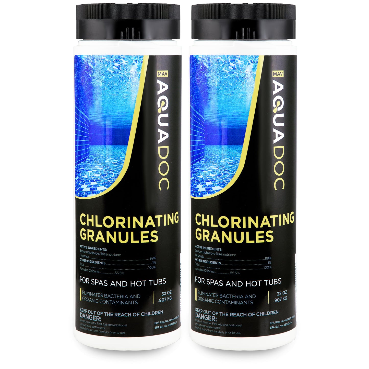 Spa Chlorine for Hot Tub Sanitizer 2lb (2 Pack) - Quick Dissolving Hot Tub Chlorine Granules, Spa Chemicals Made in the USA - AquaDoc