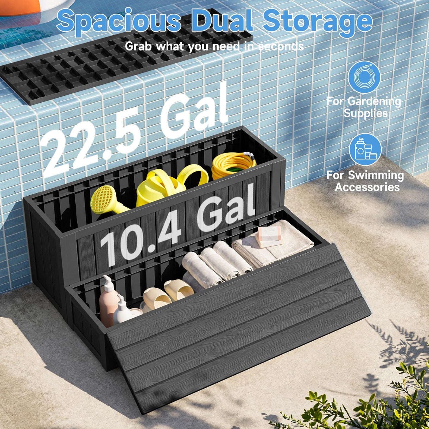36.6” Hot Tub Steps with Storage, 780 lbs Load Capacity Heavy Duty Outdoor Spa Steps with No-Screw Snap Assembly, Non-Slip Universal Hot Tub Stairs for Spa, Pool, Patio, RV, Porch & Indoor Use, Black