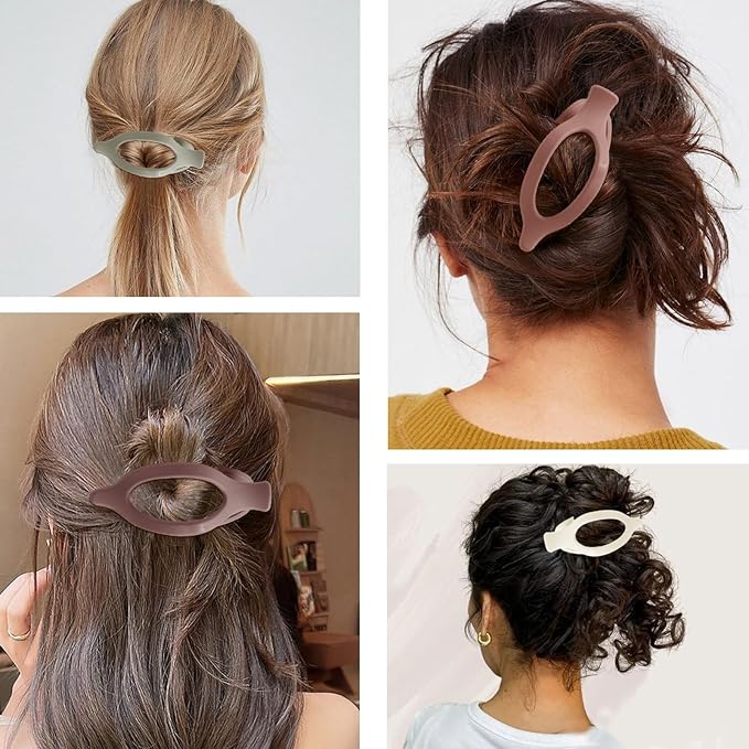 6 Packs Flat Claw Clips for Women, French Flat Hair Clip, Matte Curved Hair Claws Clip for Thin Thick Hair, Lay Down Claws Clips, Durable Strong Hold Hair Clip (Wine Red)